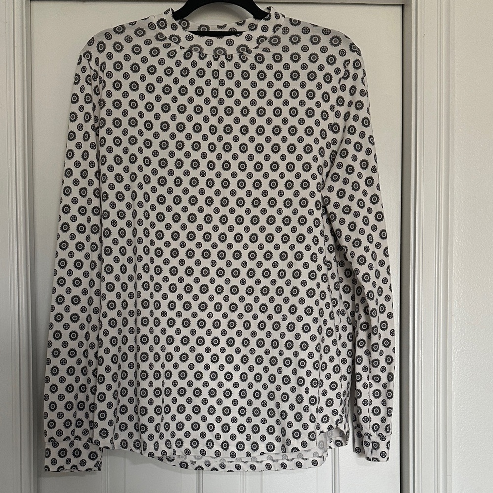 Lands' End White Tee with Gray Dot Print Size XL